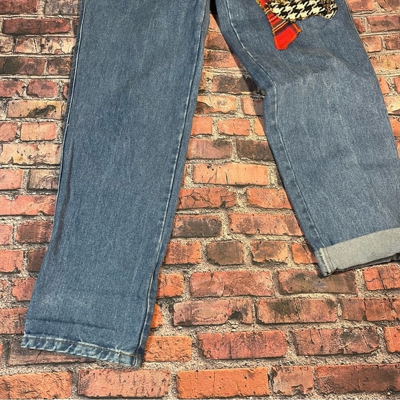 Vintage 80s Jou Jou High Waisted Jeans 9/10 Grunge Punk Plaid Patches Emo Goth - Picture 6 of 9